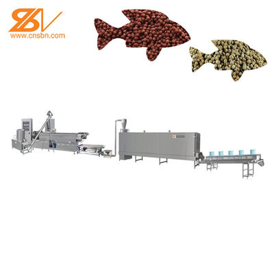 Linha de produção dobro da pelota da alimentação animal da extrusora da alimentação dos peixes do parafuso 160kg/hr